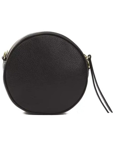 Pompei Donatella Round Black Leather Crossbody Bag | Made in Italy