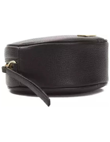 Pompei Donatella Round Black Leather Crossbody Bag | Made in Italy