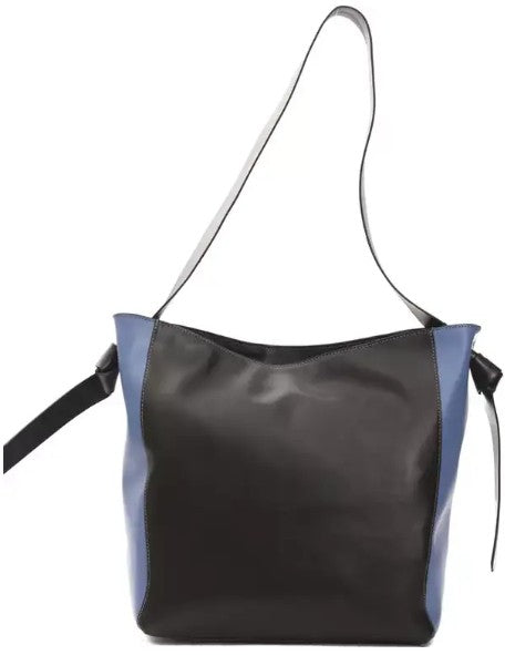 Pompei Donatella Black Leather Shoulder Bag | Made in Italy