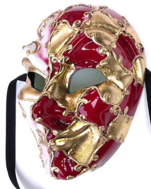Red Joker Mamo Venetian Masquerade Mask | Made in Venice