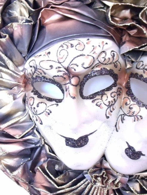 Copper and Gold Rosy Double Cuore Venetian Masquerade Mask | Made in Venice