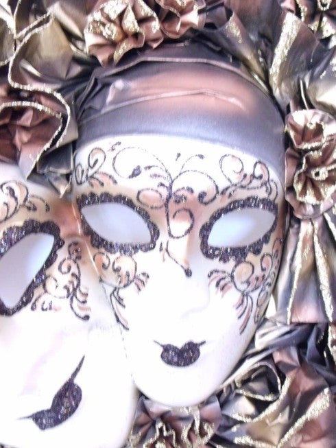 Copper and Gold Rosy Double Cuore Venetian Masquerade Mask | Made in Venice