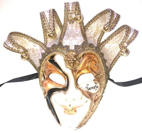 Gold Joker Decoro Punte Maxi Venetian Masquerade Mask | Made in Venice
