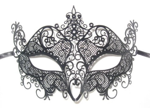 Black Laser Cut Venetian Carnival Masquerade Mask | Made in Venice