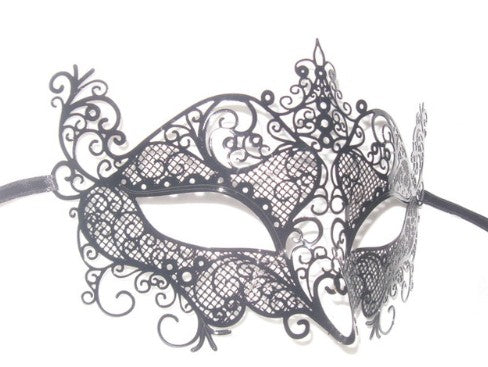 Black Laser Cut Venetian Carnival Masquerade Mask | Made in Venice