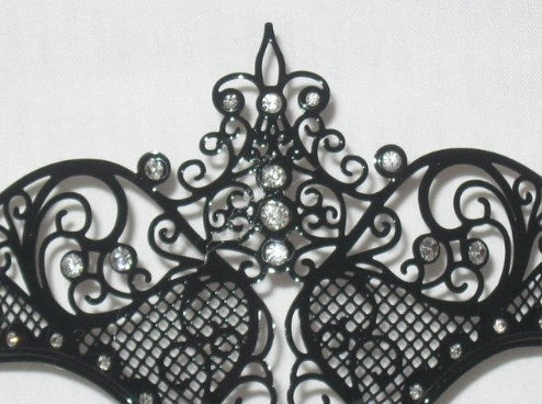 Black Laser Cut Venetian Carnival Mask With Crystals | Made in Venice