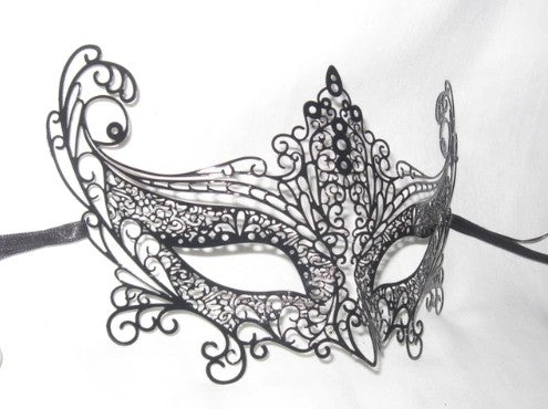 Black Laser Cut Venetian Carnival Masquerade Mask | Made in Venice