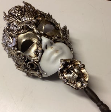Mask Full Face with Swarovski crystals & Handle | Made in Venice