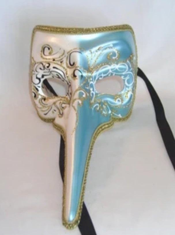 Two-Colored Long Nose Venetian Masquerade Mask | Made in Venice