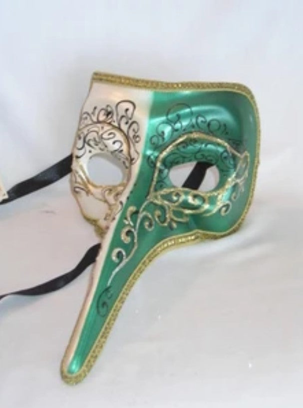 Two-Colored Long Nose Venetian Masquerade Mask | Made in Venice