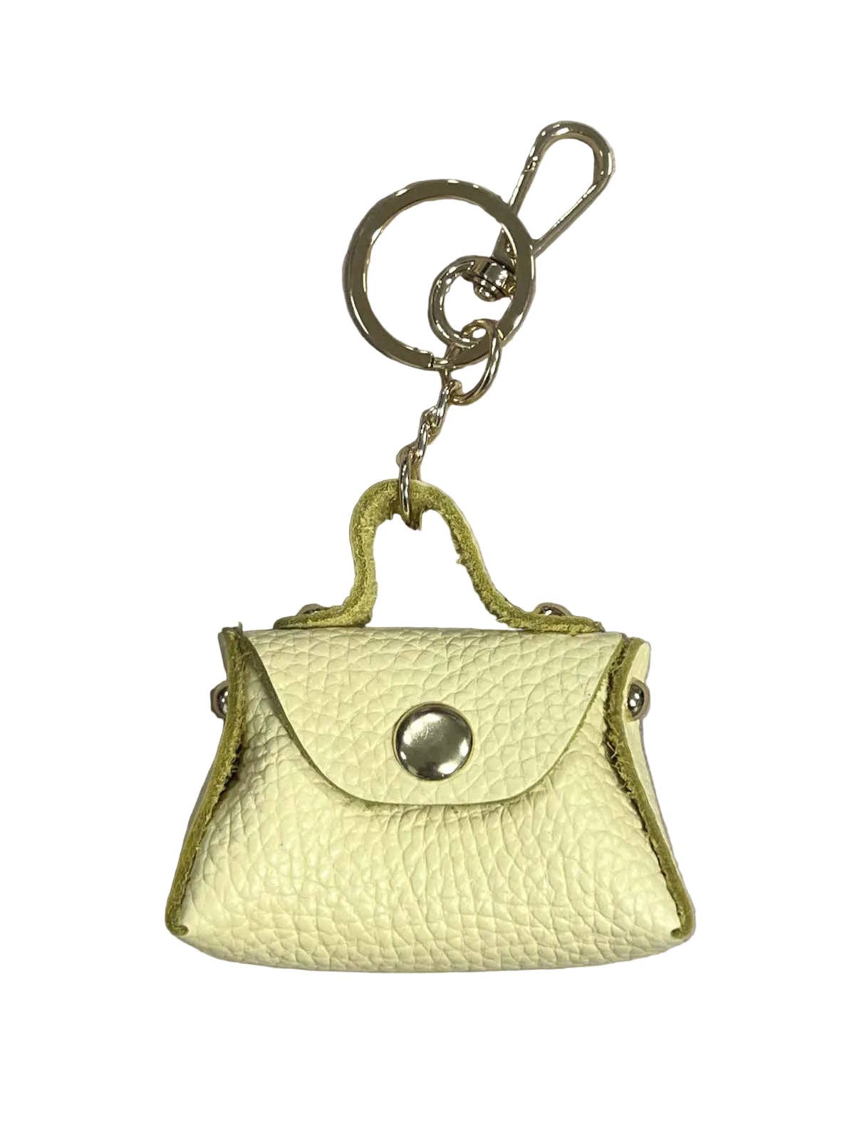 Detachable Genuine Leather Tiny Tote Coin Pouch Keychain | Made in Tuscany