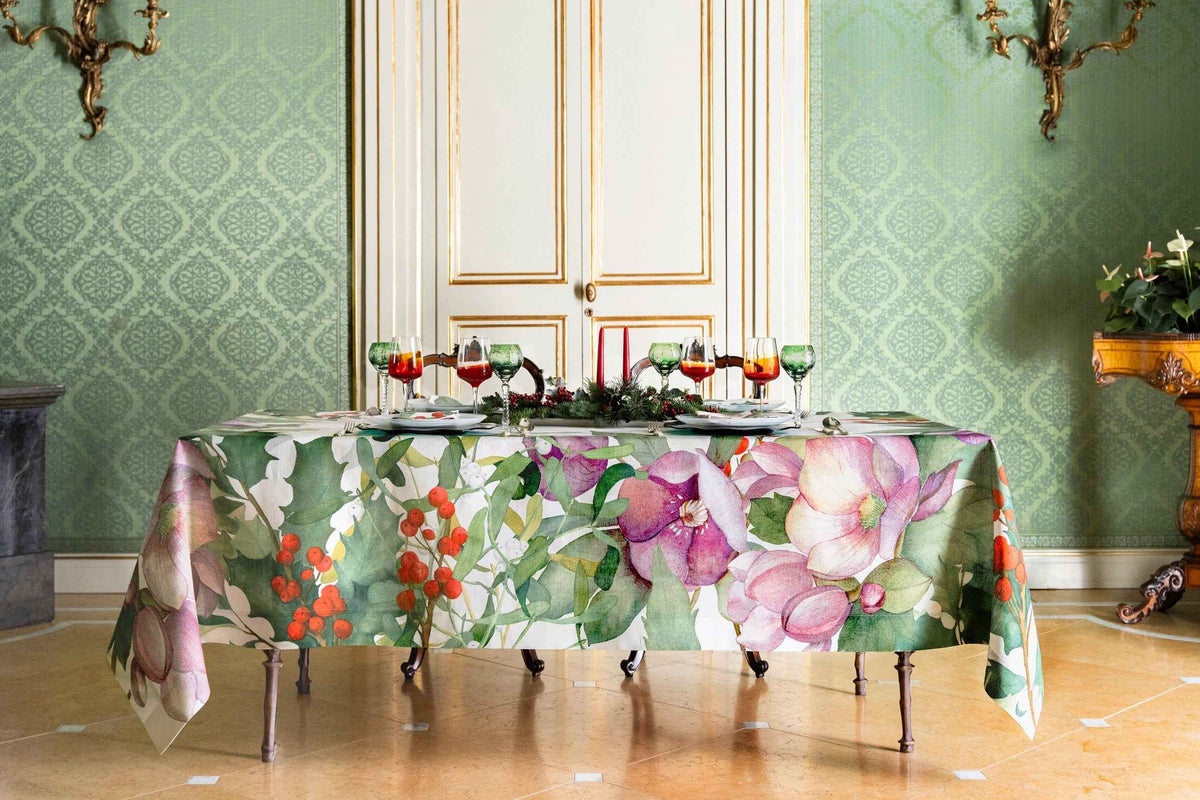 Helleborus Linen Tablecloth | Made in Sicily