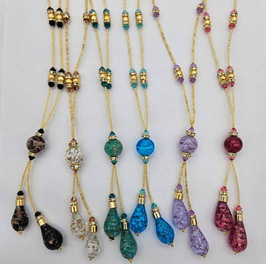 Collana Lariat a Goccia in Vetro di Murano - Colori Assortiti | Fatta a mano a Venezia