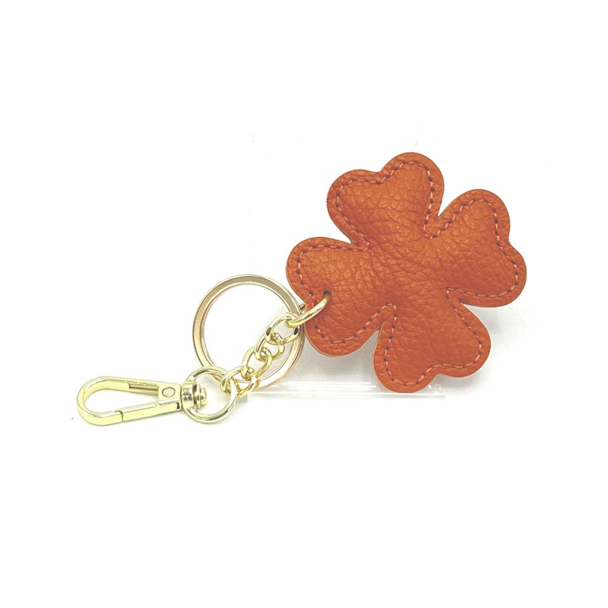 Genuine leather key chain, Lucky leaf, art. PO04 | Made in Italy