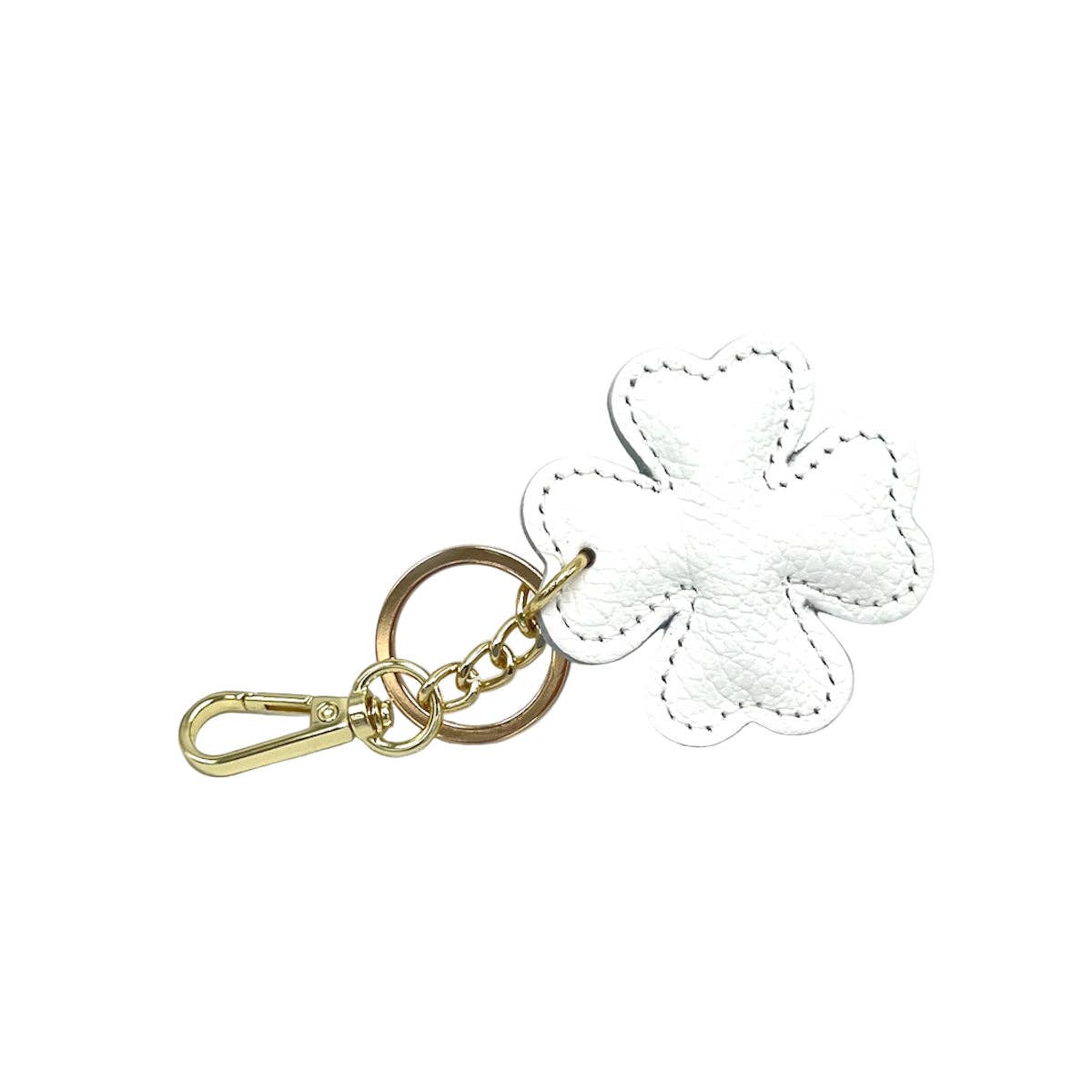 Genuine leather key chain, Lucky leaf, art. PO04 | Made in Italy