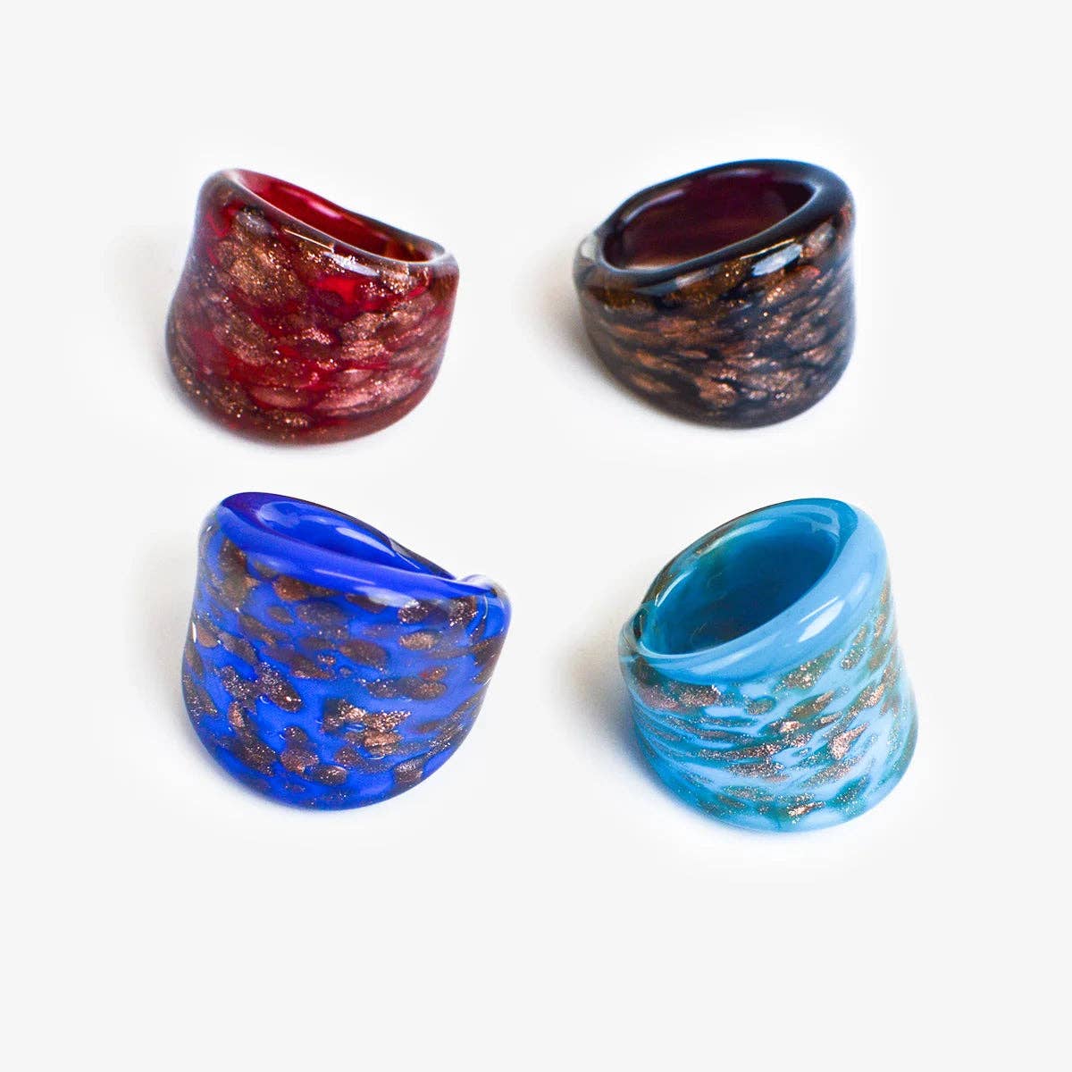 Flat Avventurina Murano Glass Ring | Made in Venice