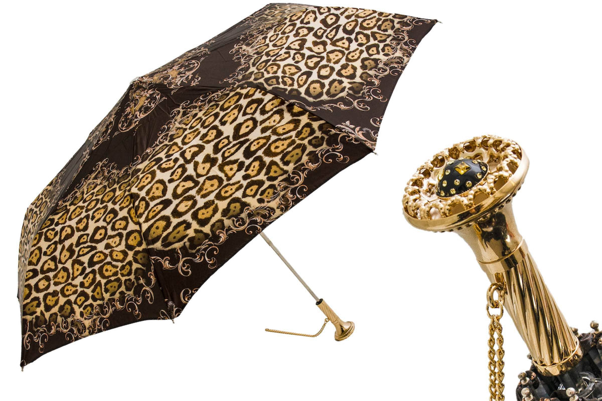 Leopard-print Folding Umbrella | Made in Lombardy