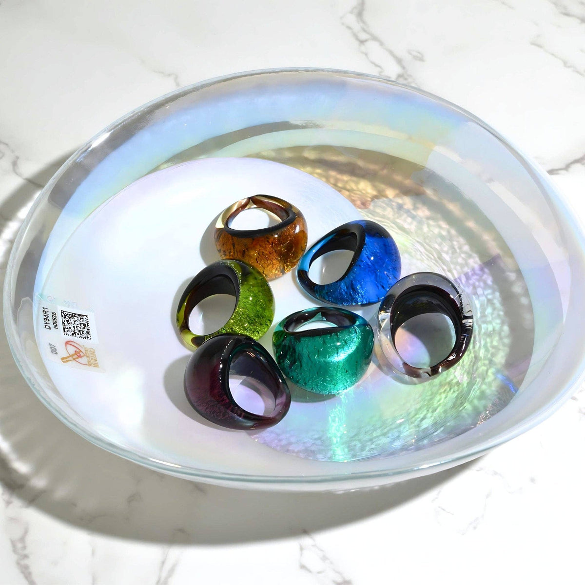 Murano Glass Arno Statement Ring, Cobalt, Teal, Silver | Made in Venice