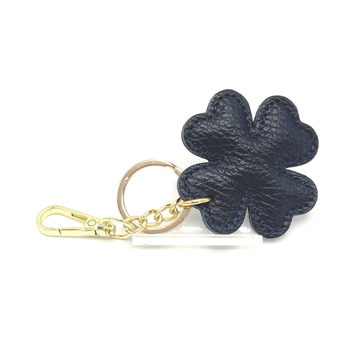Genuine leather key chain, Lucky leaf, art. PO04 | Made in Italy