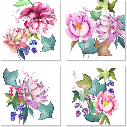 Peonia Cotton Satin Napkins, Set of 4 | Made in Sicily
