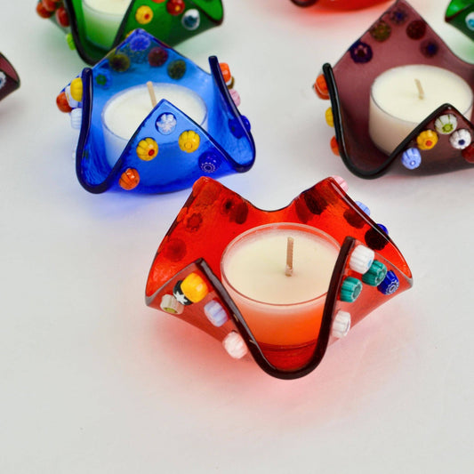 Murano Glass Millefiori Candle Votive Holder | Made in Veneto