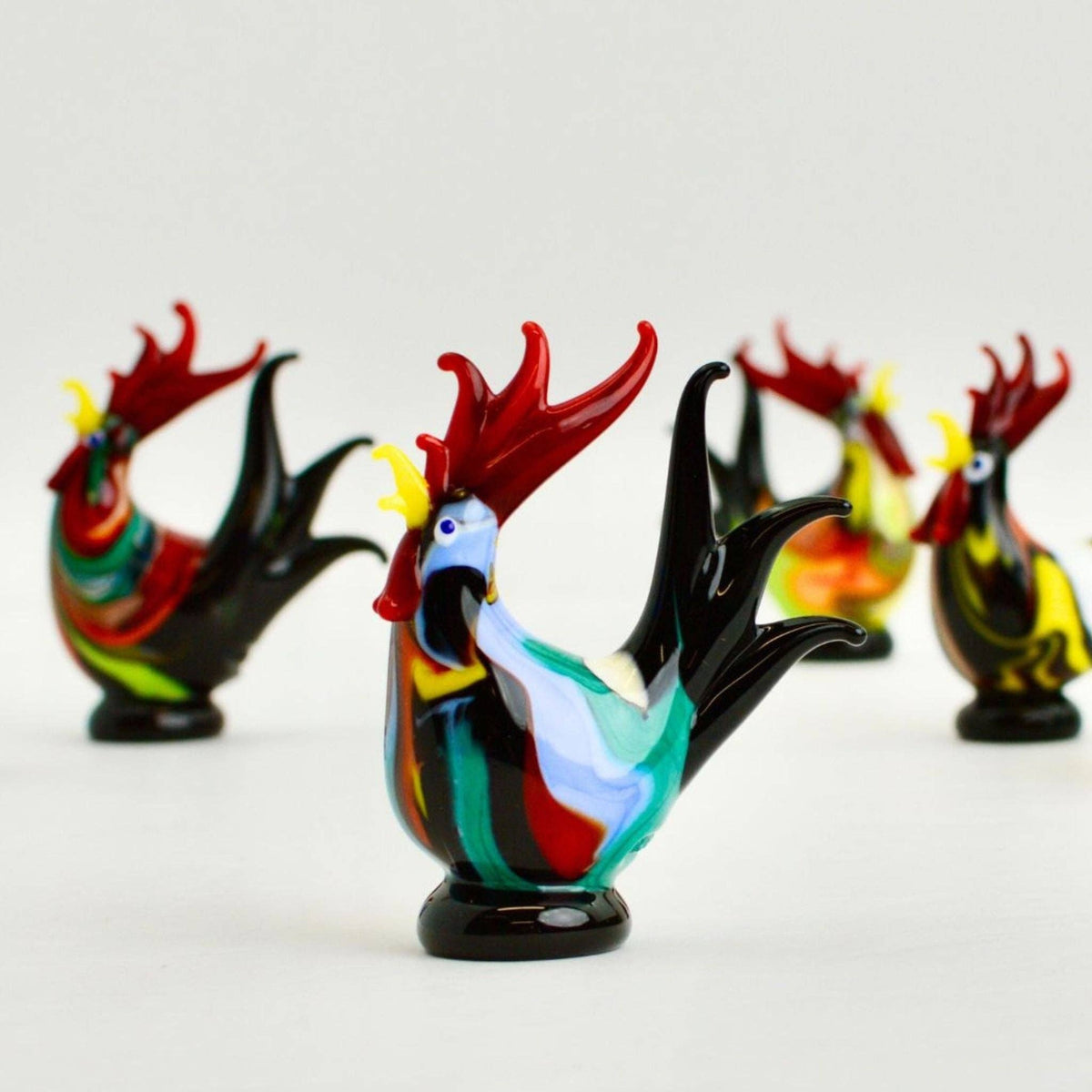 Marbled Murano Glass Rooster, Figurine | Made in Veneto