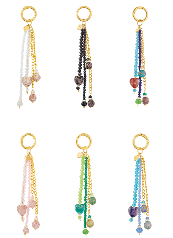 Zoe Sommerso Heart Murano Glass Beaded Bag Charm | Made in Veneto