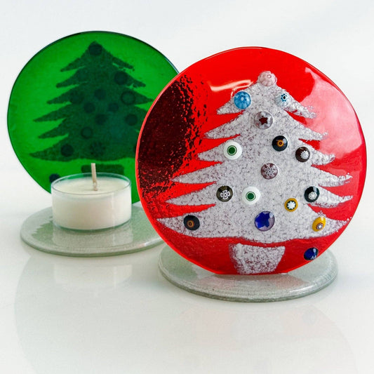 Murano Glass Votive Holder - Christmas Tree | Made in Veneto