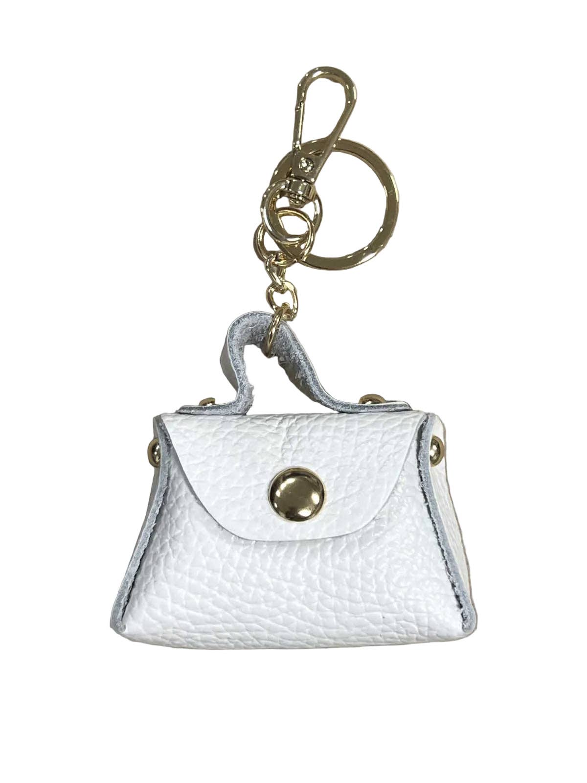 Detachable Genuine Leather Tiny Tote Coin Pouch Keychain | Made in Tuscany