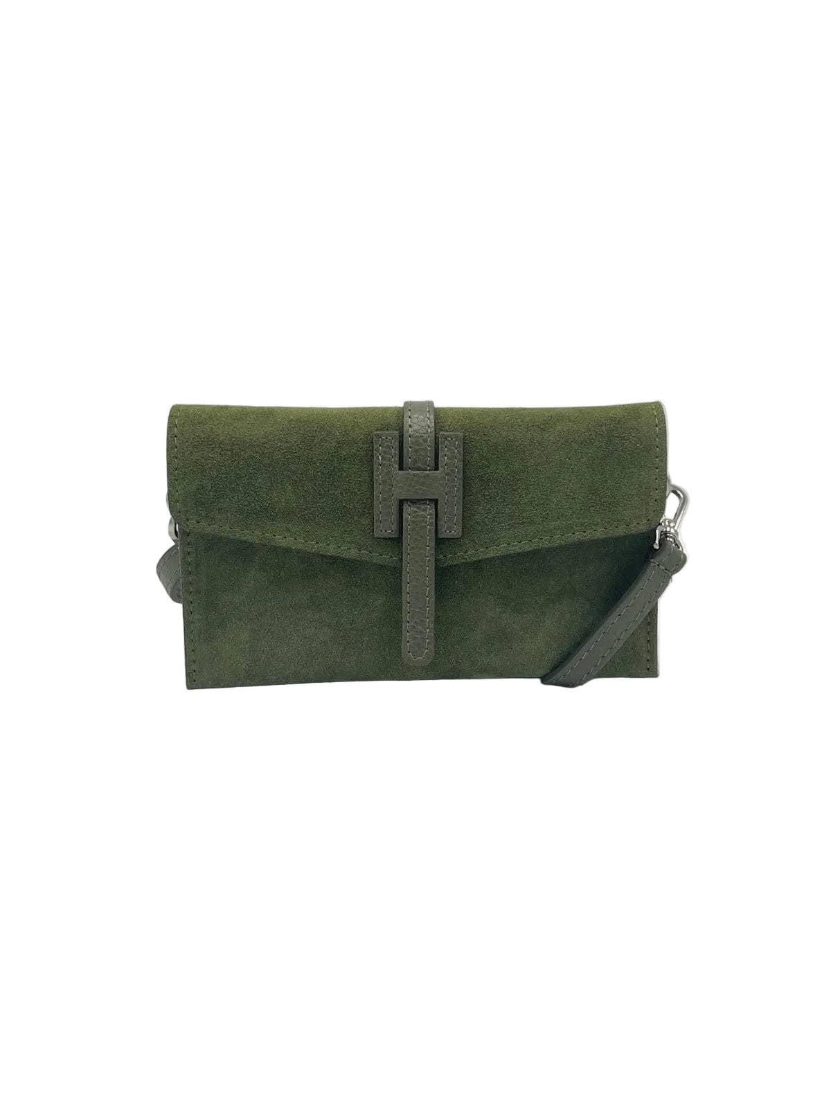 Suede and Genuine Leather Mini Clutch Bag | Made in Tuscany
