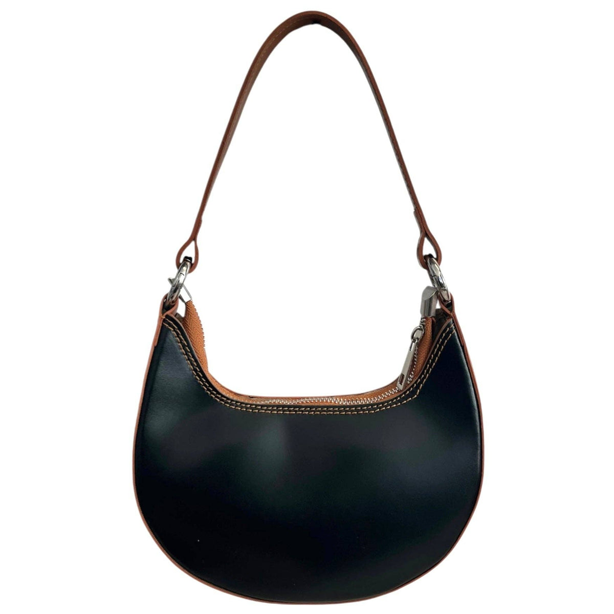 Modarno Women's Handbag with Removable Handle Bicolor in Genuine Cowhide Leather 21x5x12 cm | Made in Italy