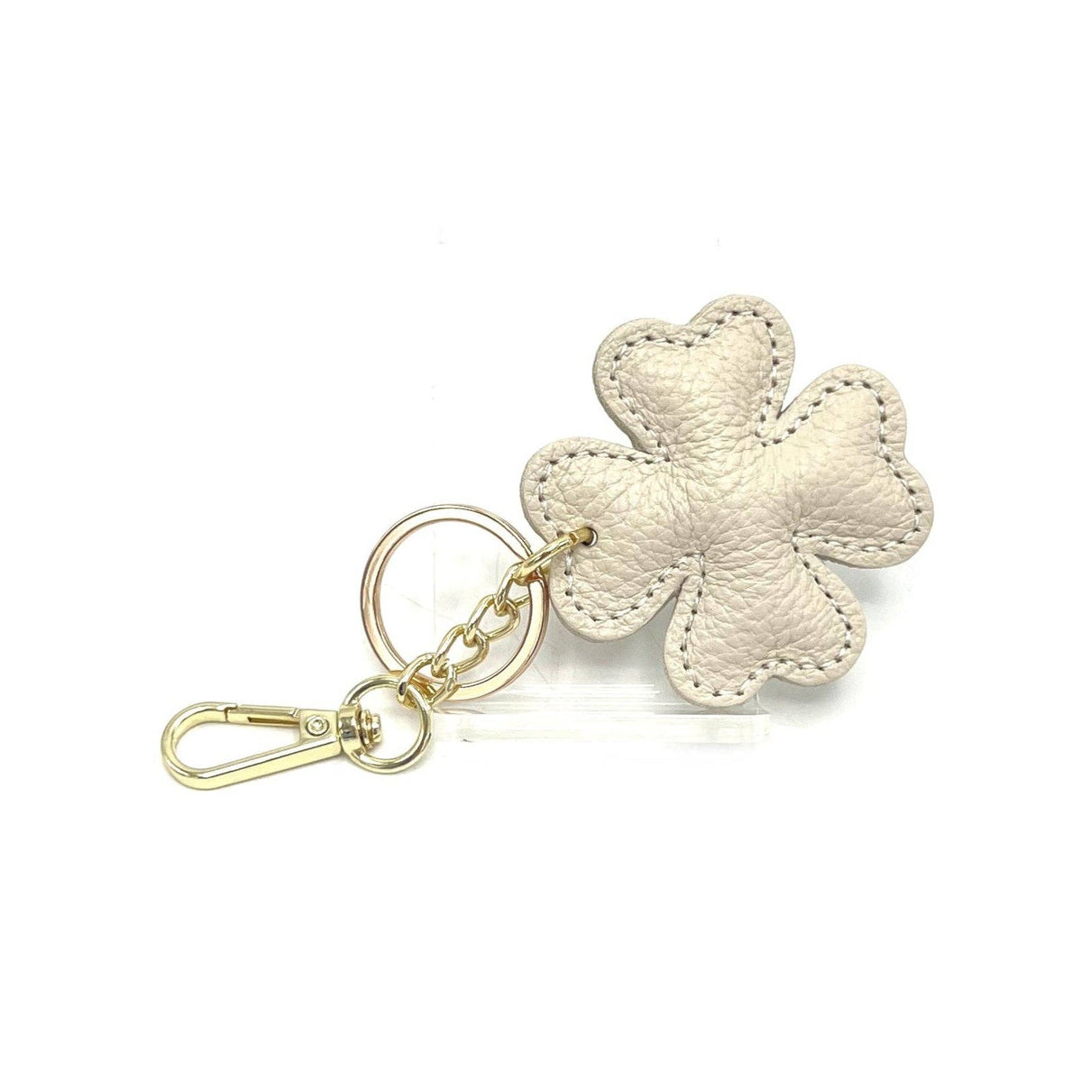 Genuine leather key chain, Lucky leaf, art. PO04 | Made in Italy