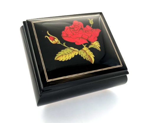 Italian Music Box with Rose Inlay Design | Made in Campania