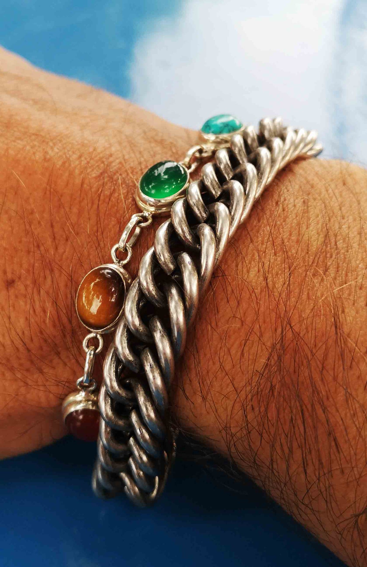 925 Silver and Natural Stone Bracelet | Made in Lazio