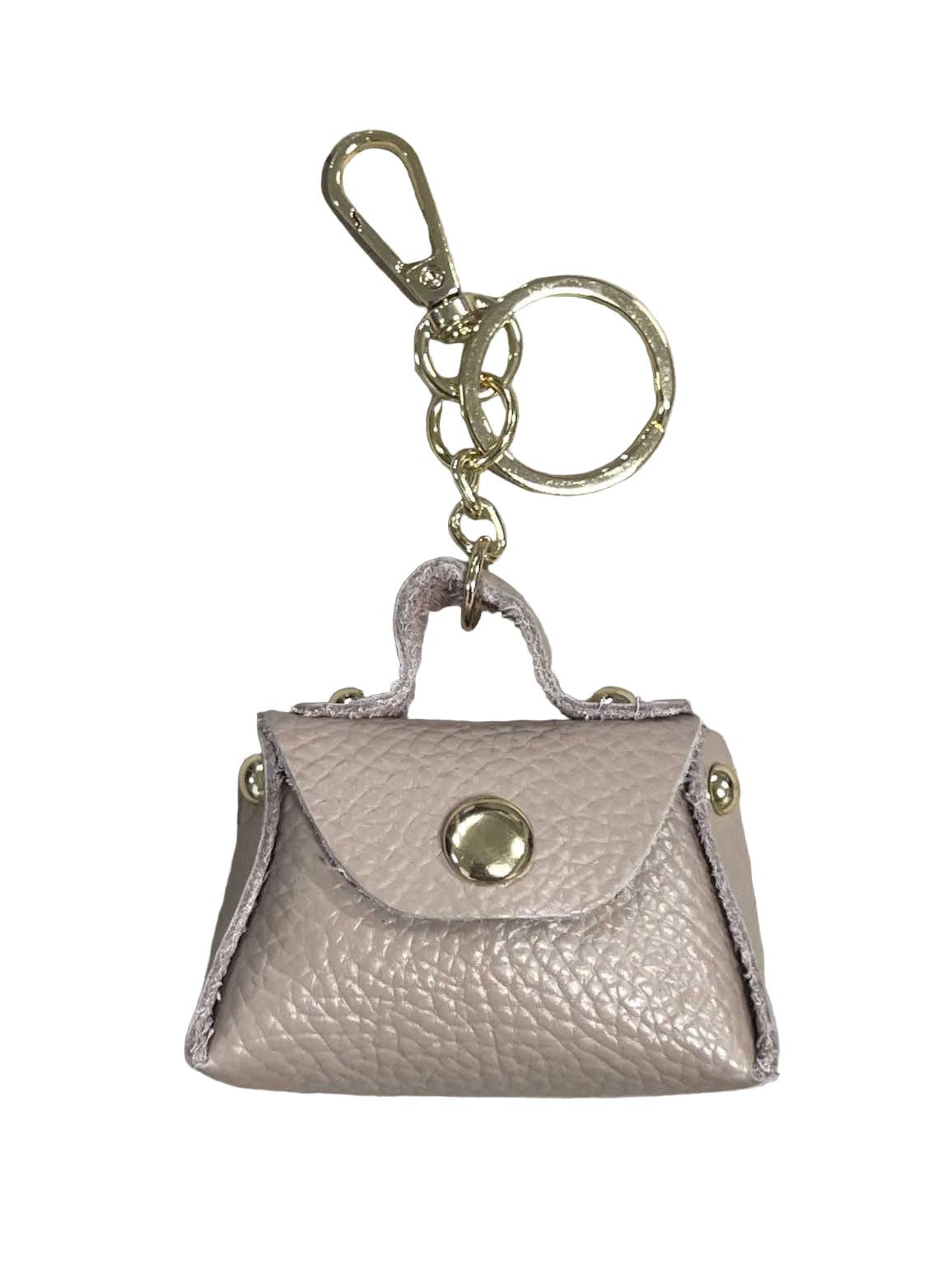 Detachable Genuine Leather Tiny Tote Coin Pouch Keychain | Made in Tuscany