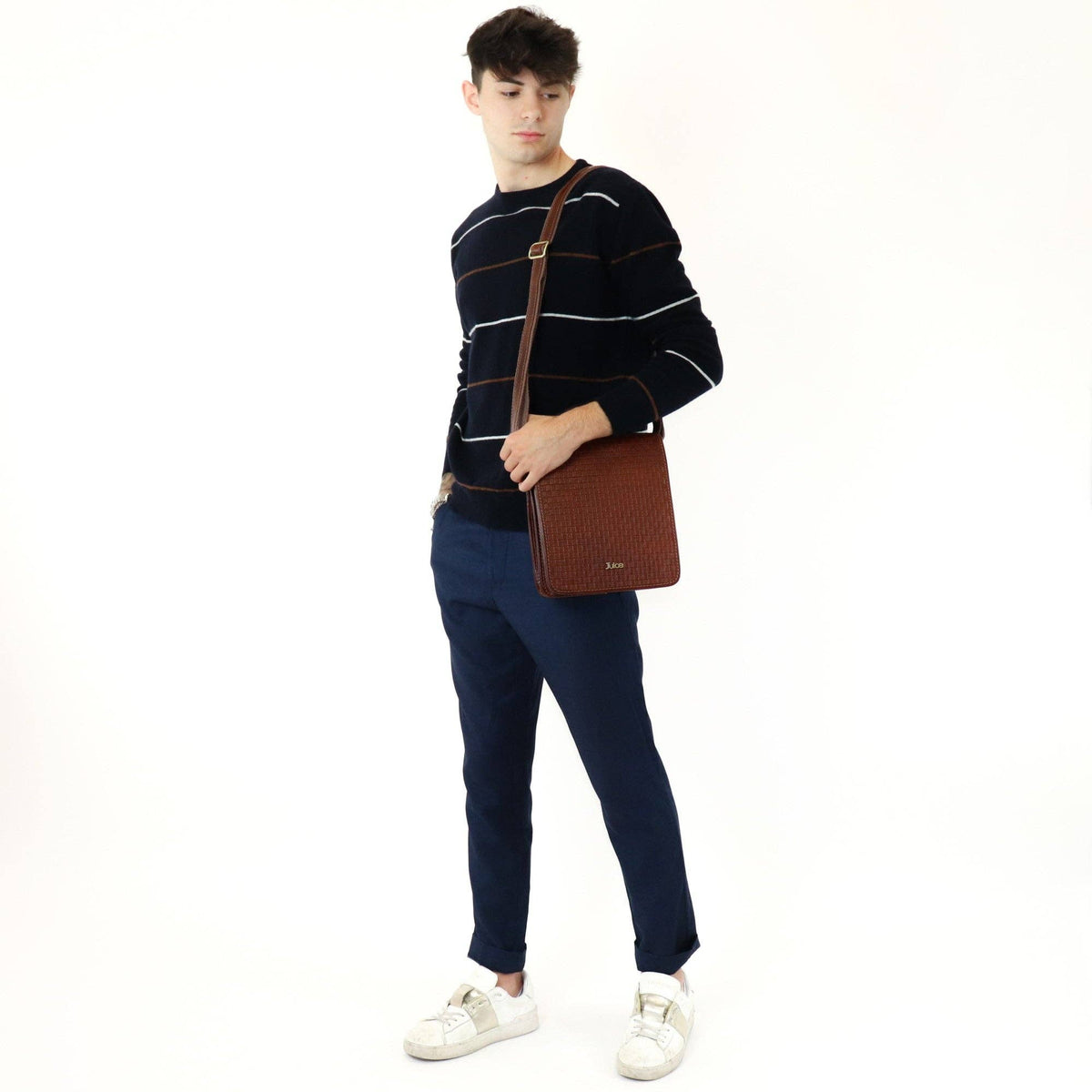 Hand buffered leather crossbody shoulder bag | Made in Italy