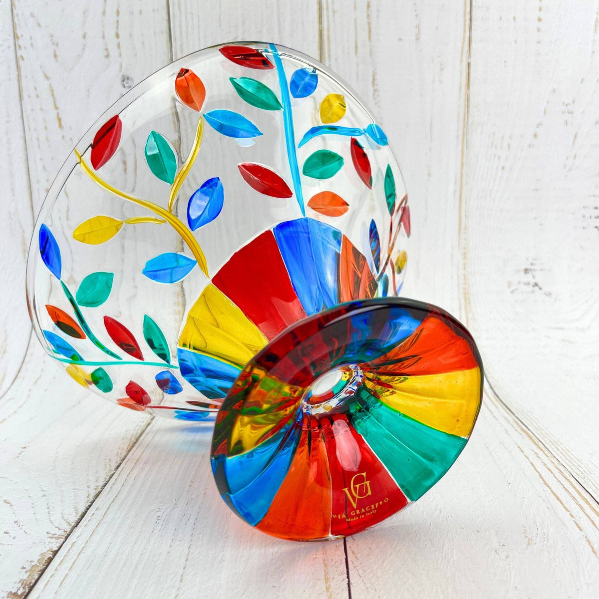 Flowervine 9" Bowl, Hand-Painted Italian Crystal | Made in Venice