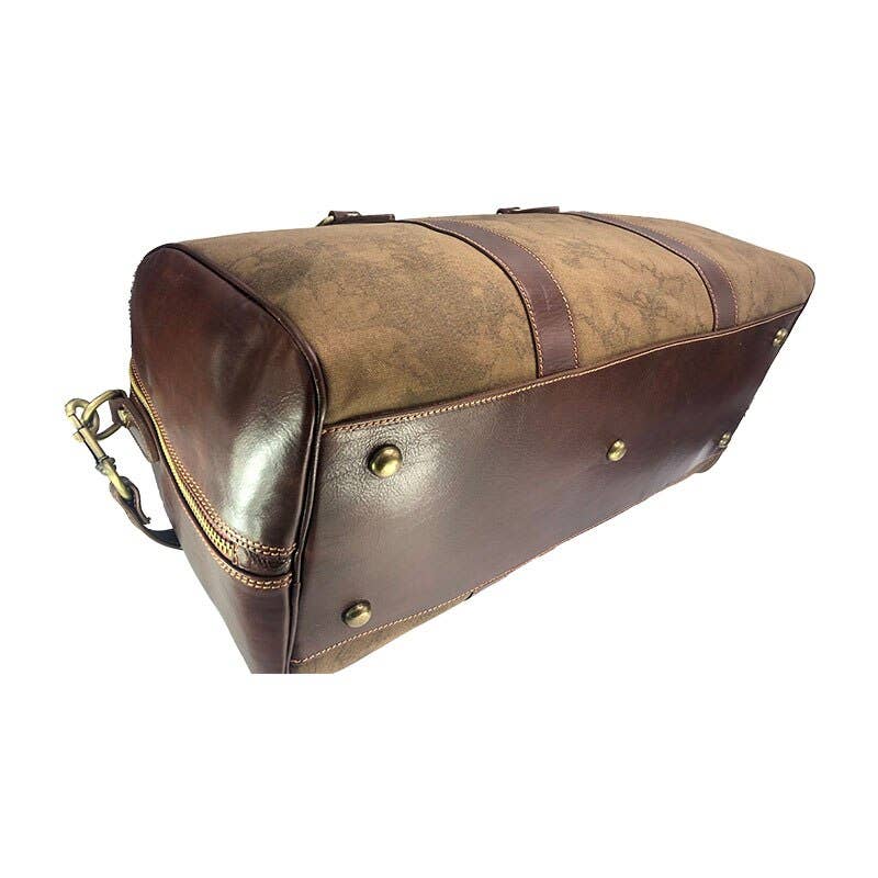 Hand Buffered Leather and Canvas Travel Bag, Black | Made in Tuscany