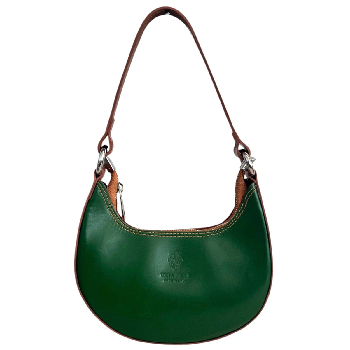 Modarno Women's Handbag with Removable Handle Bicolor in Genuine Cowhide Leather 21x5x12 cm | Made in Italy