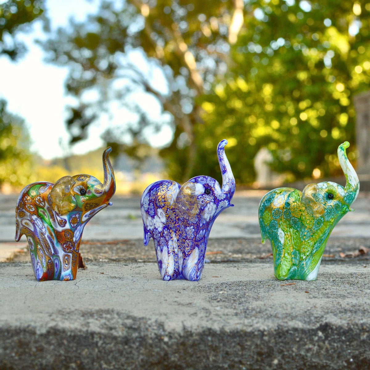 Murano Glass Elephant Figurine, Millefiori with 24k Gold | Made in Venice