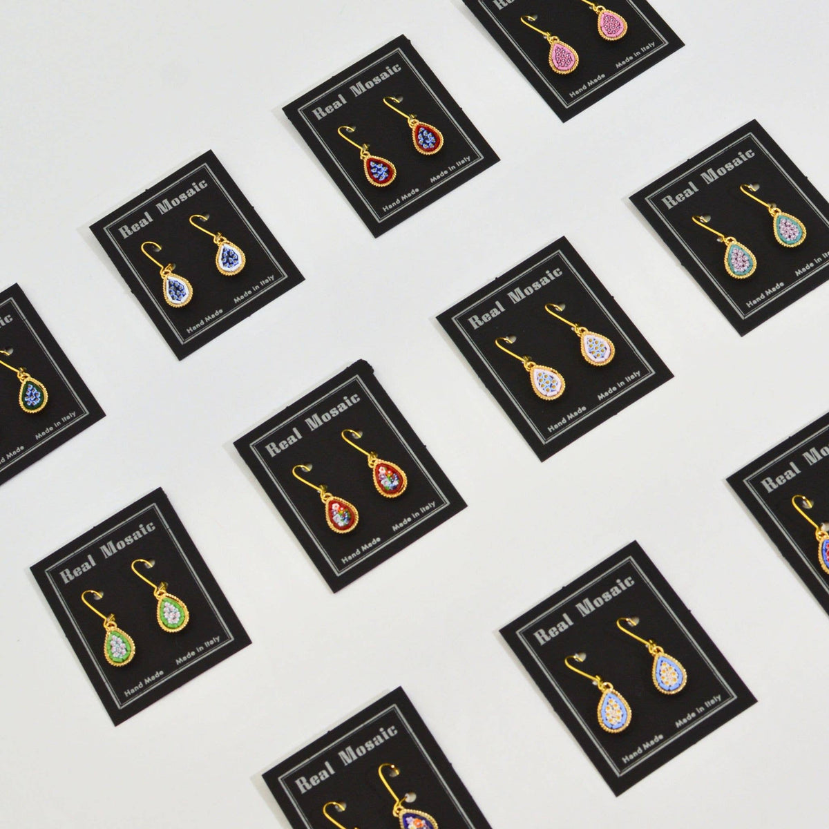 Florentine Micro Mosaic Small Teardrop Earrings | Made in Tuscany