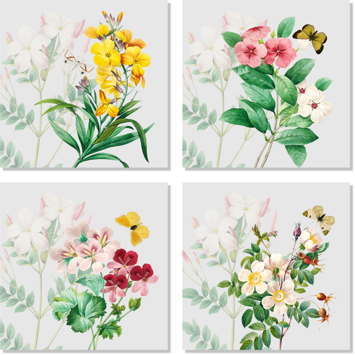 Blooming Cotton Satin Napkins, Set of 4 | Made in Sicily