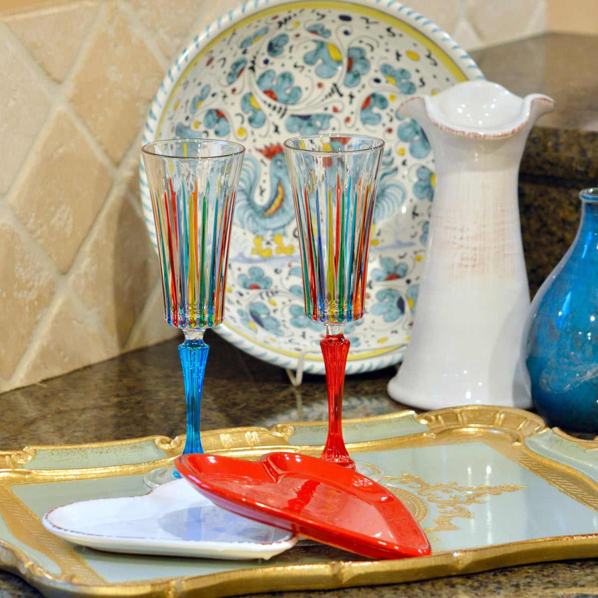 Timeless Champagne Glasses, Hand-Painted Italian Crystal | Made in Venice