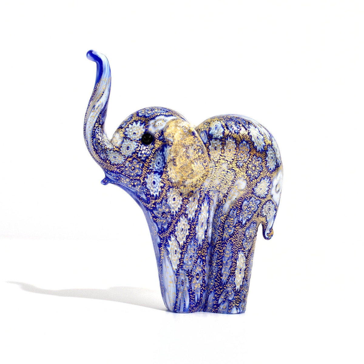 Murano Glass Elephant Figurine, Millefiori with 24k Gold | Made in Venice