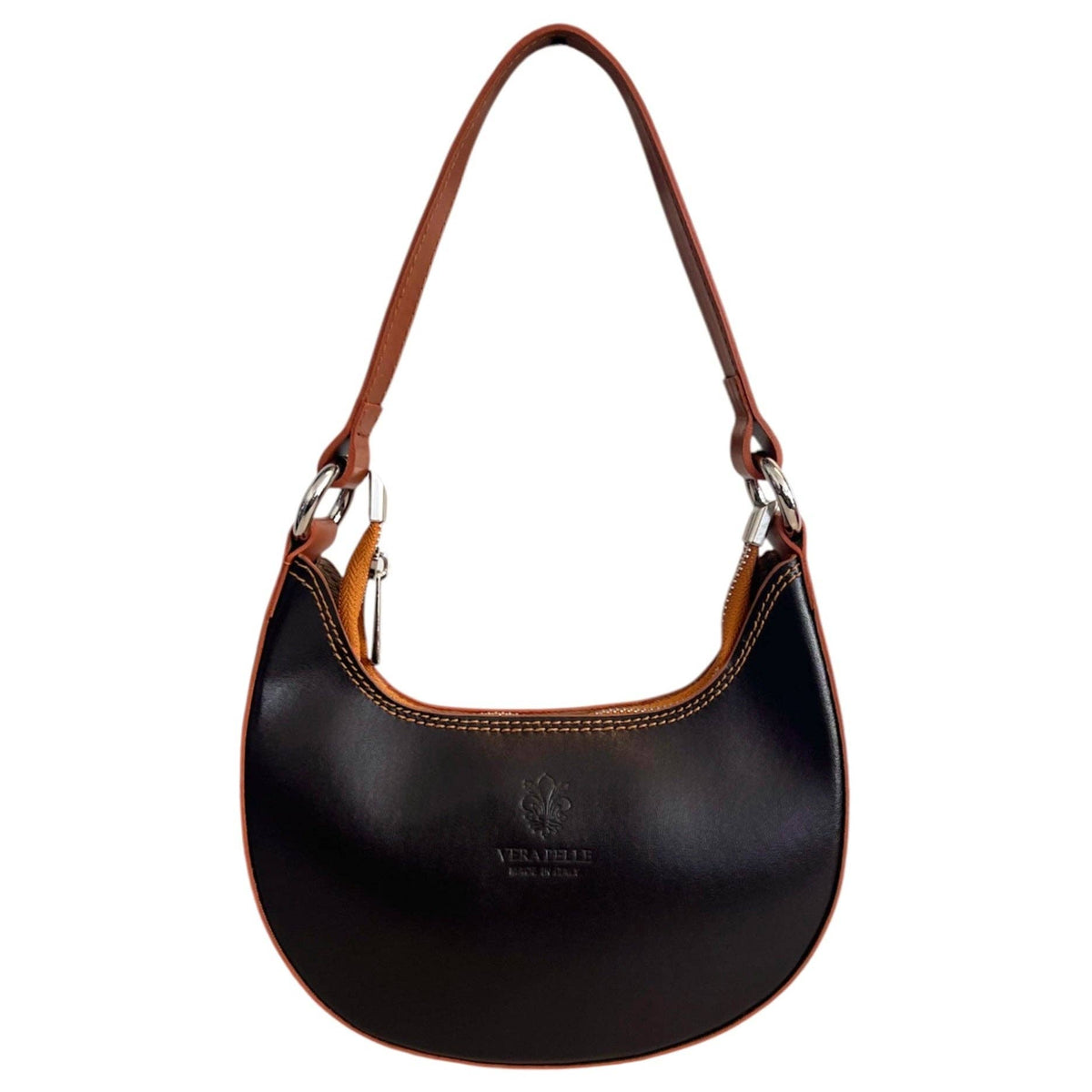 Modarno Women's Handbag with Removable Handle Bicolor in Genuine Cowhide Leather 21x5x12 cm | Made in Italy
