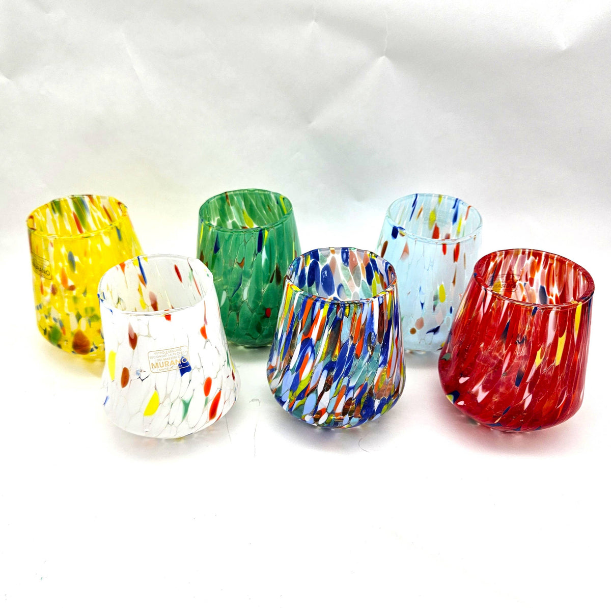 Murano Glass Stemless Wine - Assorted Color Opt | Made in Veneto