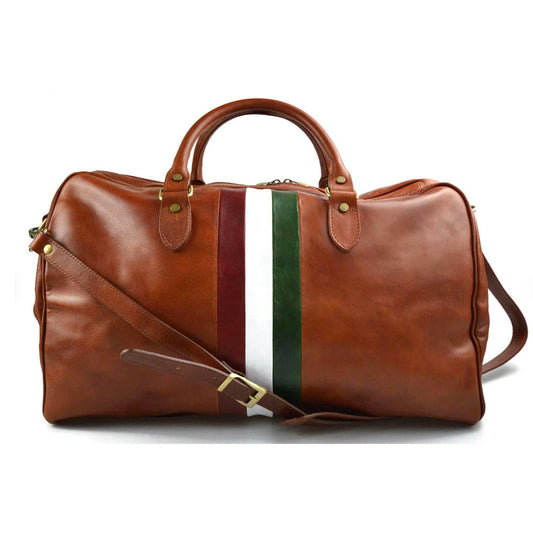 Leather Travel Bag with Italian Flag | Made in Tuscany