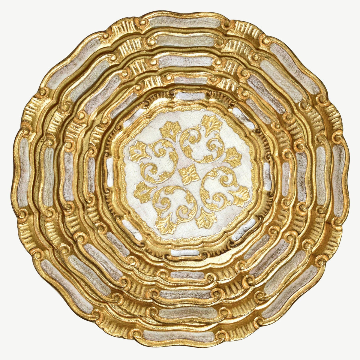 Florentine Carved Gilded Wood Circle Tray | Made in Tuscany