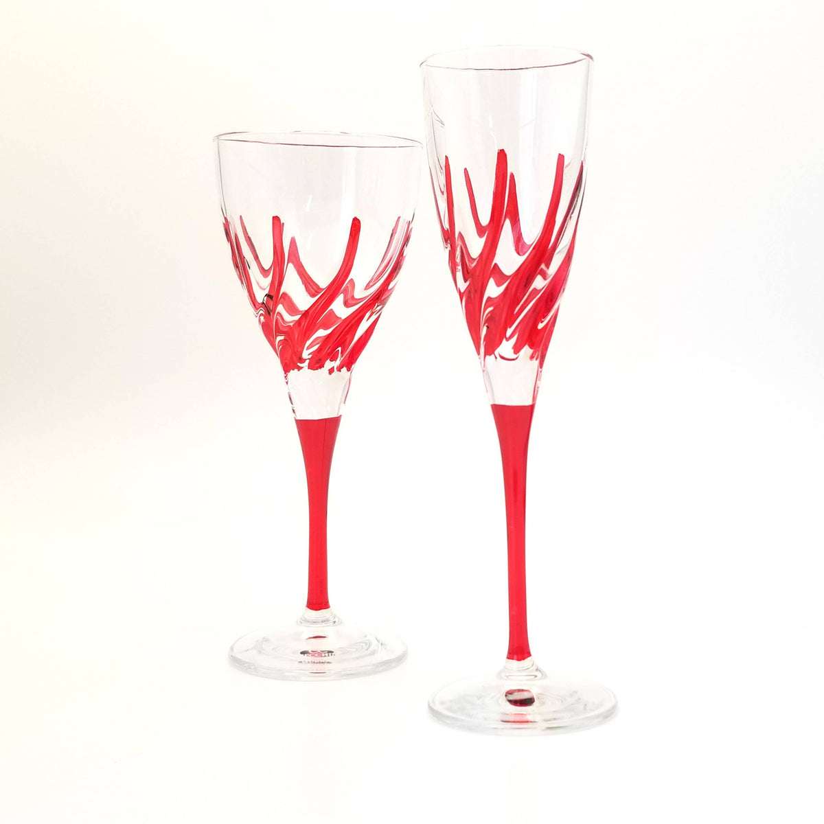Trix Red Champagne Flute- Venetian Glass | Made in Veneto