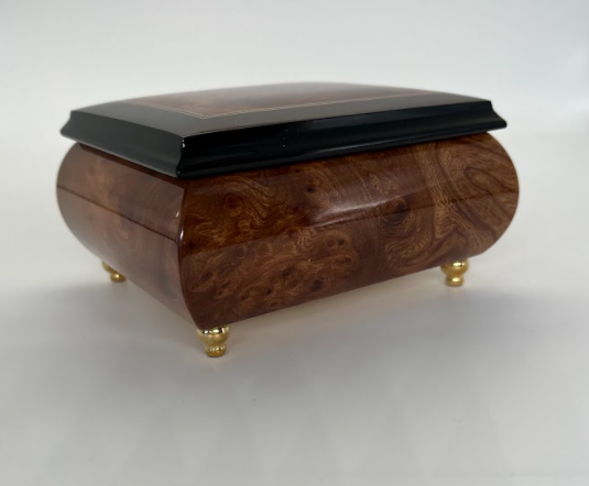 Italian Music Box with Edelweiss Flower Inlay Design | Made in Campania